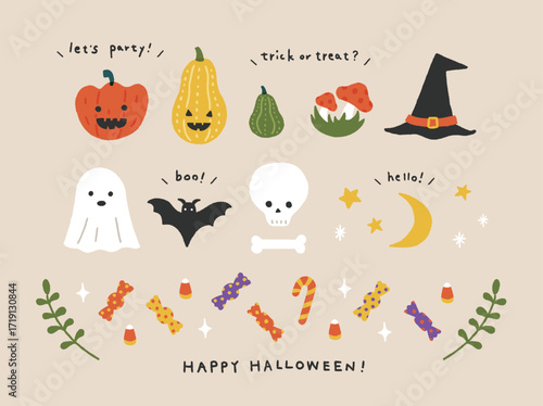 ハロウィンの手書きイラスト