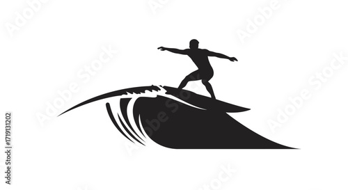 Silhouetted surfer riding a wave arms outstretched
