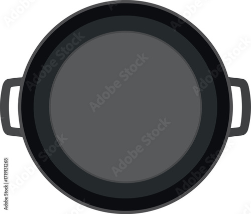 Top view of a round wok with handles isolated on white vector