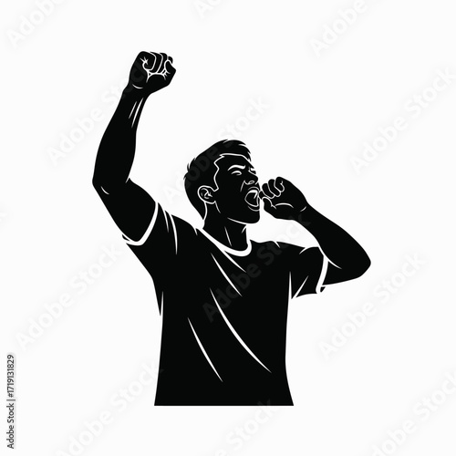 A Jubilant Athlete Celebrates a Victory with an Upraised Fist