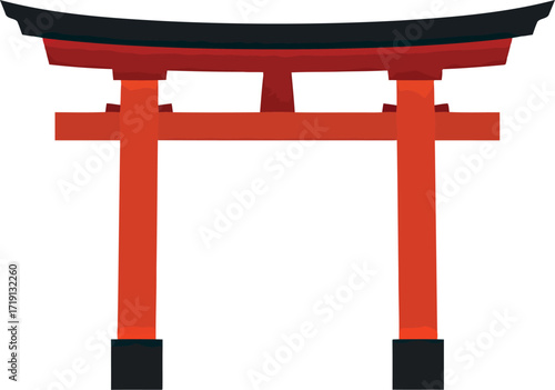 Vibrant red japanese torii gate traditional entrance sacred symbolism vector