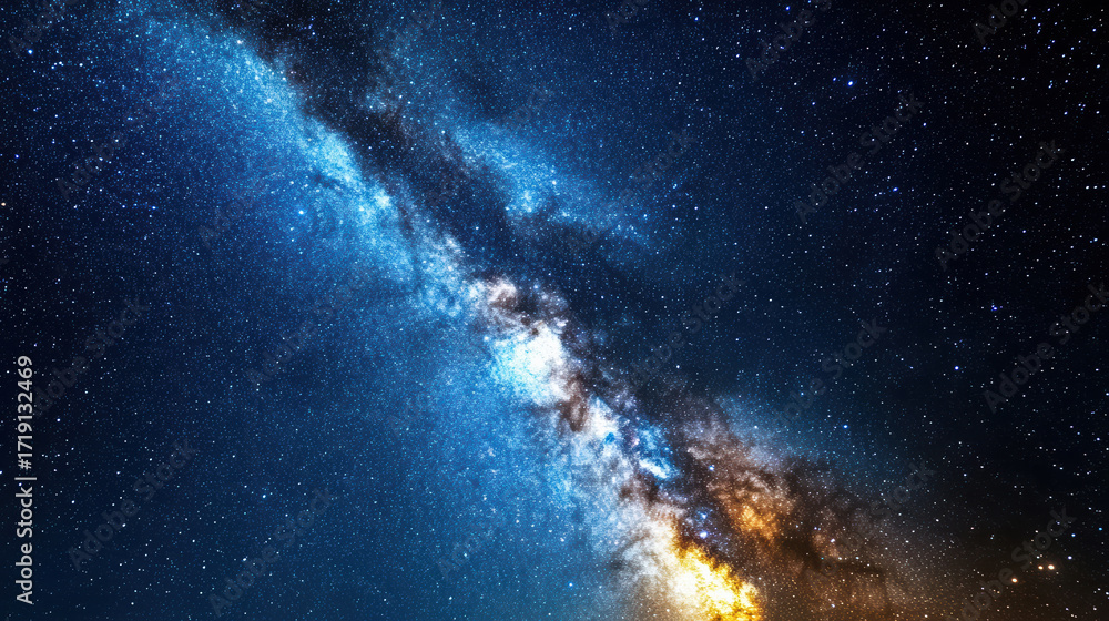 Fototapeta premium Vibrant Milky Way galaxy with bright stars and cosmic dust, showcasing beauty of universe
