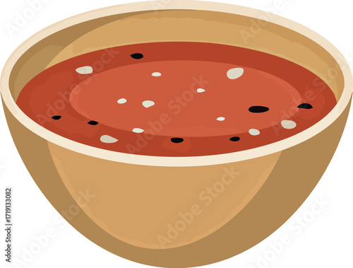 Vibrant tomato soup bowl refreshing appetizer healthy homemade food vector