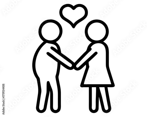 A couple in a paper silhouette with a heart symbol represents family love and togetherness
