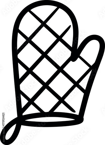 Hand drawn oven mitt kitchen icon simple doodle vector vector