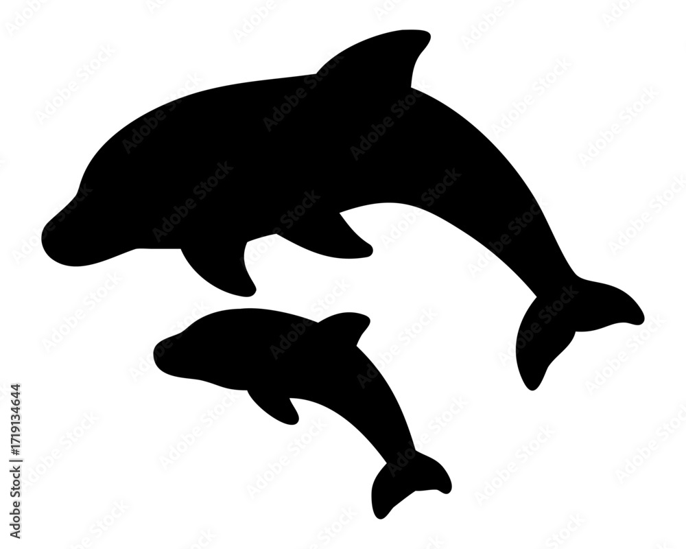 Fototapeta premium Silhouette of a dolphin isolated on white background vector illustration