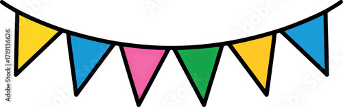 Colorful triangle party bunting decoration celebration event vector