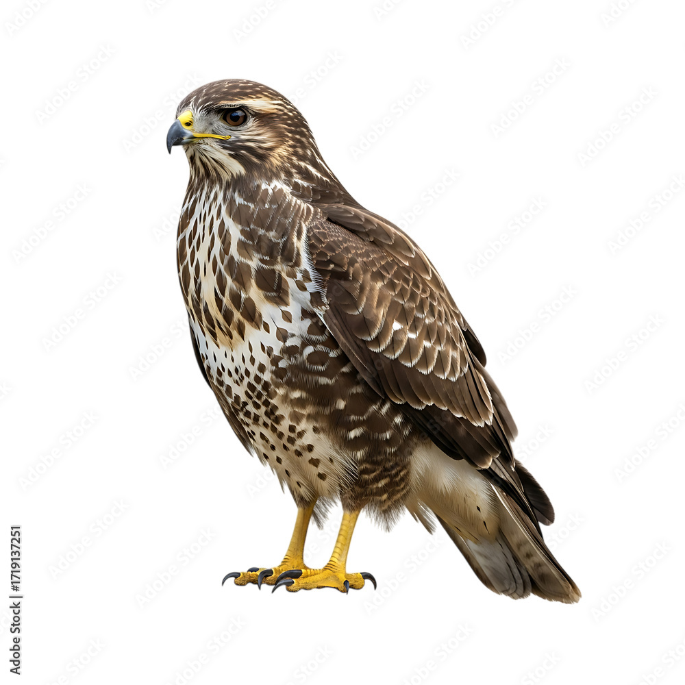 Fototapeta premium Common buzzard bird isolated on transparent background