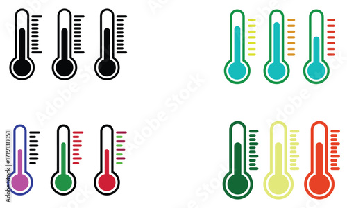 Colorful thermometer temperature level icon illustration
