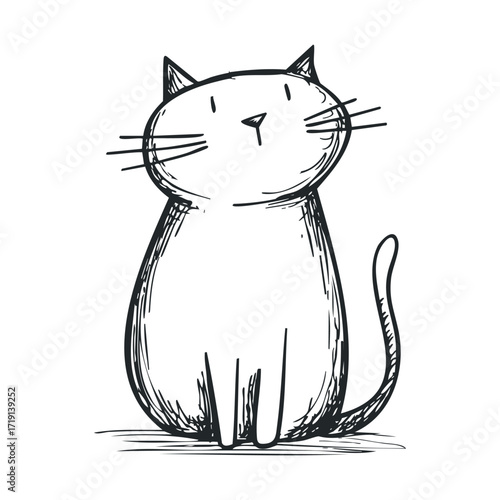 Cute cat design for greeting cards and children illustrations. Vector illustration