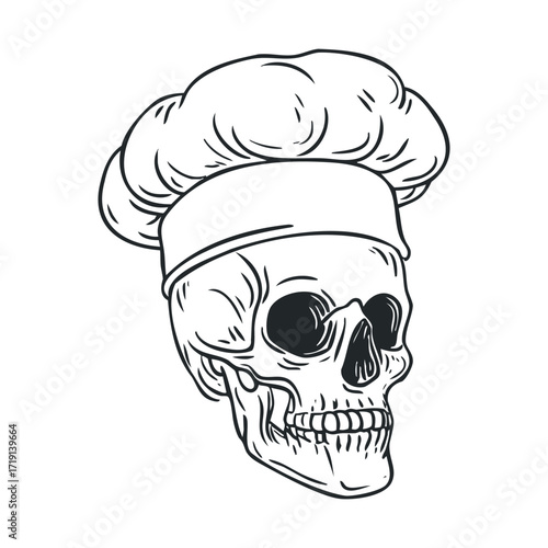 Chef skull design for Halloween decoration and party themes. Vector illustration