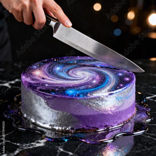 CRystel cake cut with knife