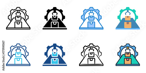 Manufacturing icon set multiple style collection 
