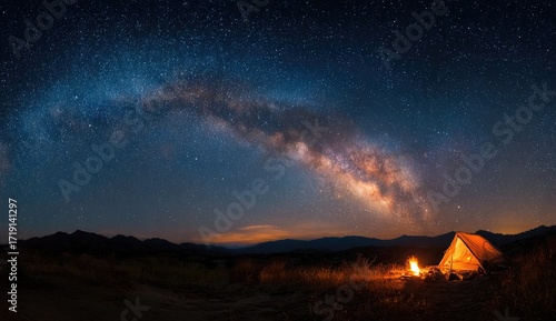 Milky Way above camping tent