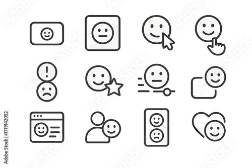Emotion-driven UX Icons. Outline icon set of Emotion-based UX: adaptive button, color-shift background,