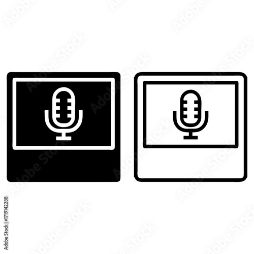 Mic Sound Recorder Icon Modern Minimalist Black and White