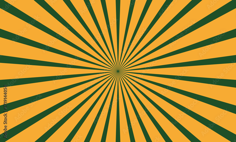 Obraz premium Bold Retro Starburst Pattern with Dark Green and Mustard Yellow Radiating Rays Design