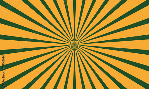 Bold Retro Starburst Pattern with Dark Green and Mustard Yellow Radiating Rays Design