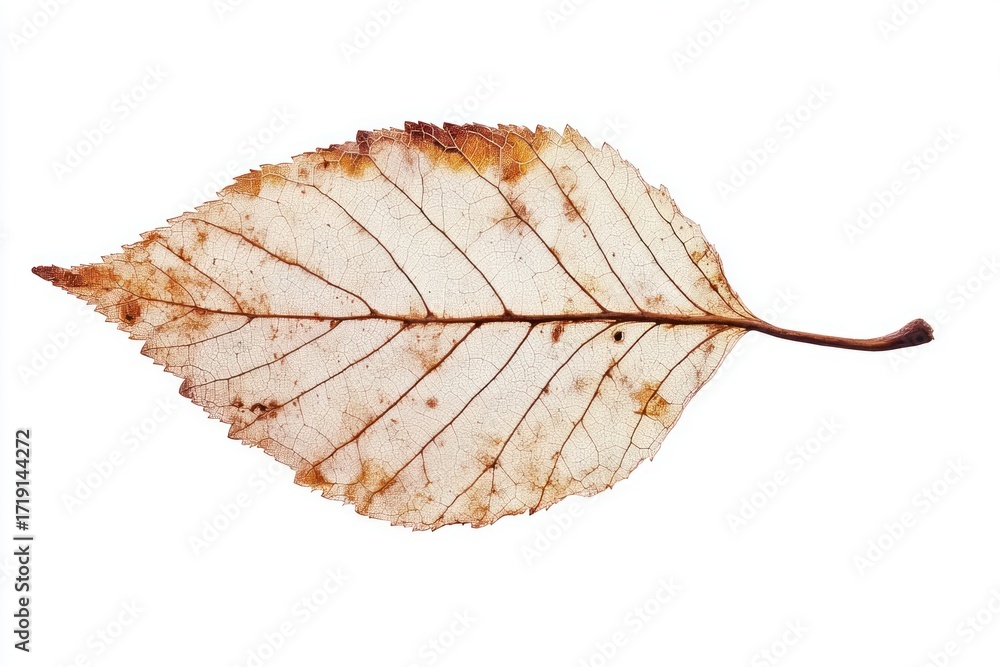 Fototapeta premium A dry leaf background white white background.