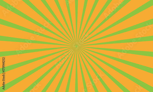 Retro Sunburst Background | Orange and Green Radiant Pattern