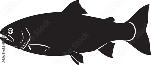 Silhouette of a Salmon Fish Swimming in Water - A Simple and Clean Vector Graphic for Your Design Needs zzz