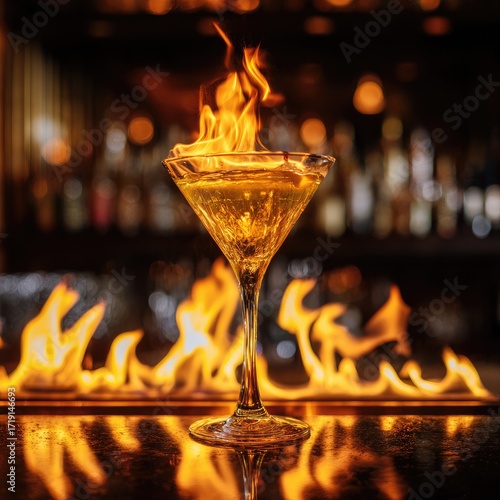 Wallpaper Mural Fiery cocktail martini on a bar Torontodigital.ca