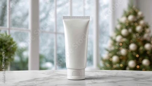 Wallpaper Mural White cosmetic tube on marble table, winter scene Torontodigital.ca