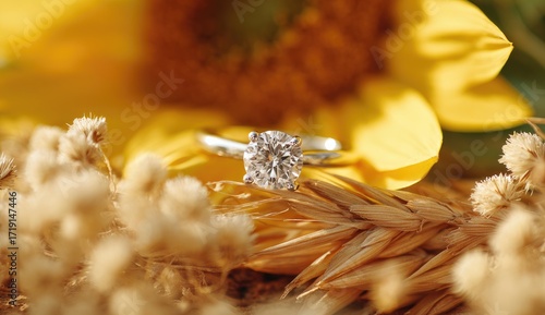 Wallpaper Mural Diamond ring on sunflower and wheat Torontodigital.ca