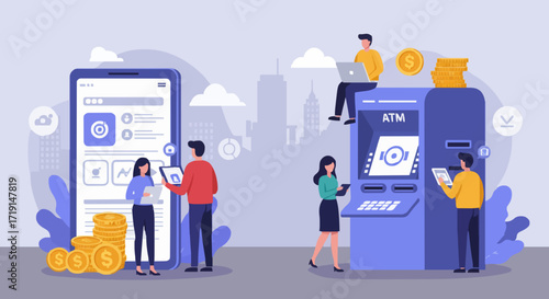 Vector illustration banking and atm service