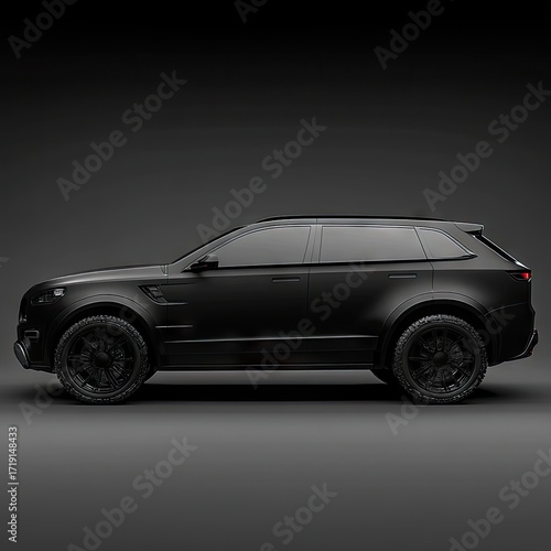 Dark SUV profile, matte black finish