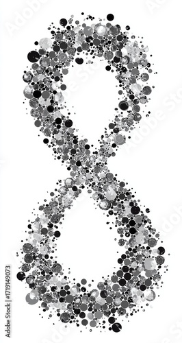 Wallpaper Mural Abstract infinity symbol, composed of many small, overlapping circles in shades of gray Torontodigital.ca