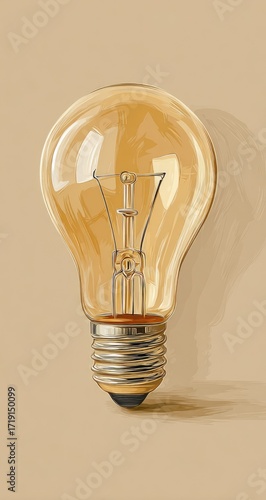 Wallpaper Mural Warm-toned lightbulb, glowing amber light Torontodigital.ca