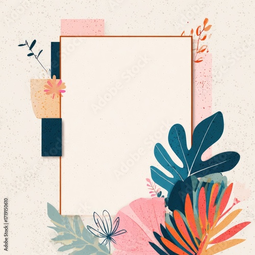 Wallpaper Mural Blank frame surrounded by colorful tropical foliage Torontodigital.ca