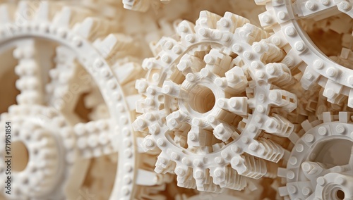 Wallpaper Mural Close-up of interlocking white gears Torontodigital.ca