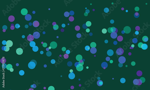 Abstract dark green background with translucent teal and blue circles