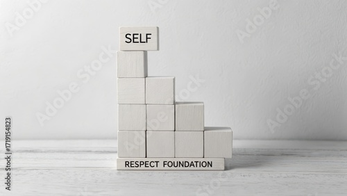 Wallpaper Mural Building Self Respect Foundation with Wooden Blocks on White Surface Torontodigital.ca