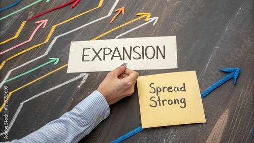 Wallpaper Mural Business Growth and Expansion Concept with Visual Arrows and Text Torontodigital.ca