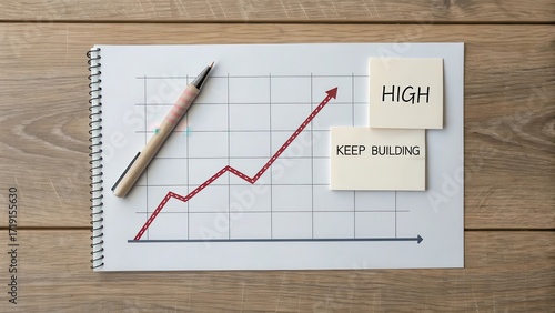Wallpaper Mural Business Growth Concept with Graph, Notepad, and Writing Tools Torontodigital.ca
