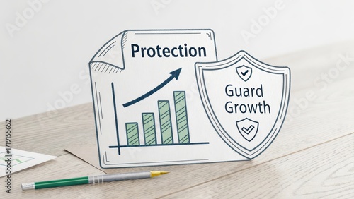 Wallpaper Mural Business Growth Protection Strategy Concept with Shield and Graph Torontodigital.ca