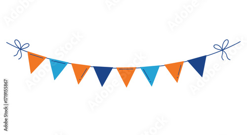 Colorful party bunting flags garland hanging on a string for celebration decoration. Vector Illustrations. EPS Editable