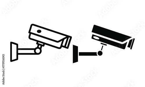 CCTV Security Cameras Vector Icon Set – Surveillance Safety Illustration