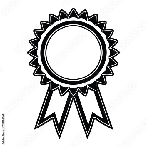 Award ribbon seal flat icon recognition achievement excellence starburst badge design 