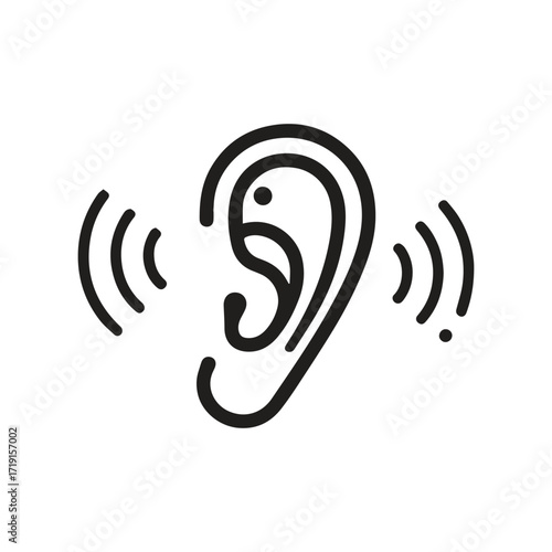 Bold ear sound icon ideal for healthcare, hearing devices and acoustic technology