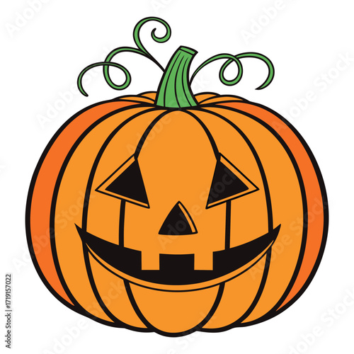 Art Halloween Pumpkin Jack O Lantern Illustration | Spooky Scary Face Pumpkin Clipart for Party Decoration and Holiday Design