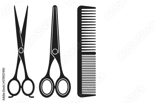 Hair Cutting Scissors and Comb Barber Tools