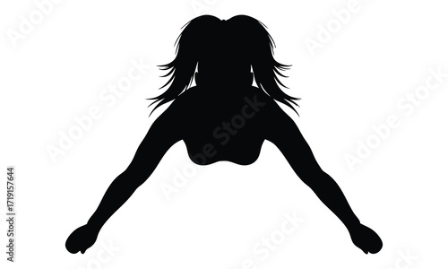 Silhouette of Woman Stretching Arms Forward