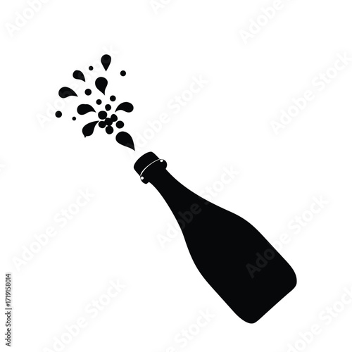Champagne Bottle Icon – Celebration Drink Popping Vector