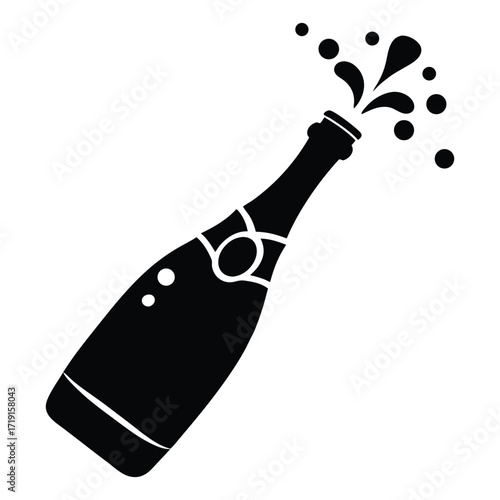 Champagne Bottle Icon – Celebration Drink Popping Vector