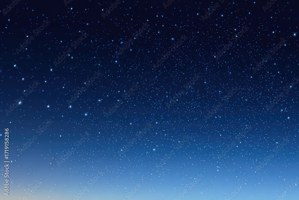 Fototapeta premium Night sky, densely populated with stars, fading to light blue at horizon