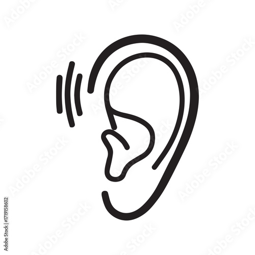 Green hearing symbol perfect for nature therapy, wellness and environmental brands